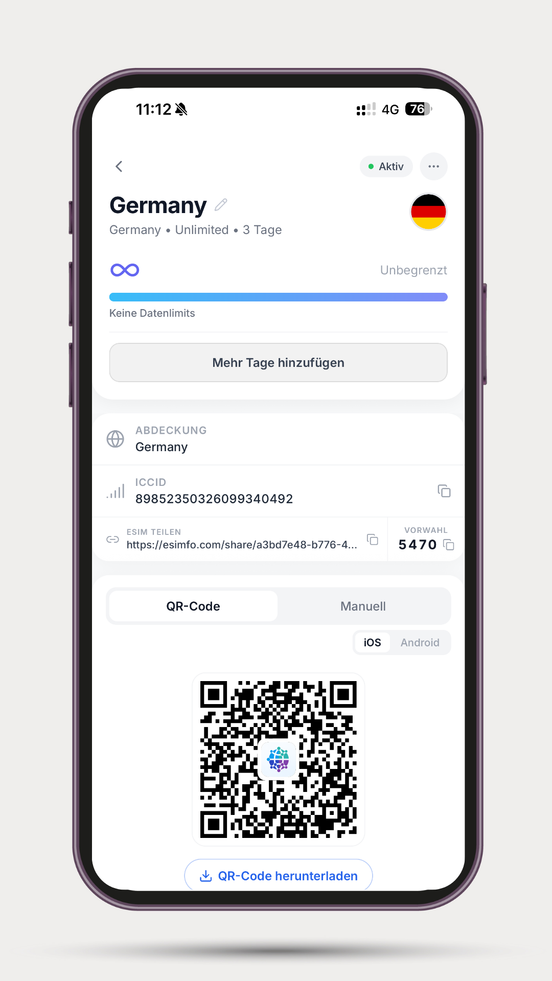 eSIMfo Installations-QR-Code