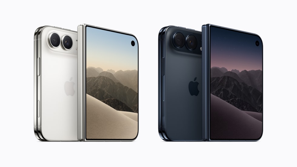 Apple’s iPhone Duo shown in star white and night sky finishes