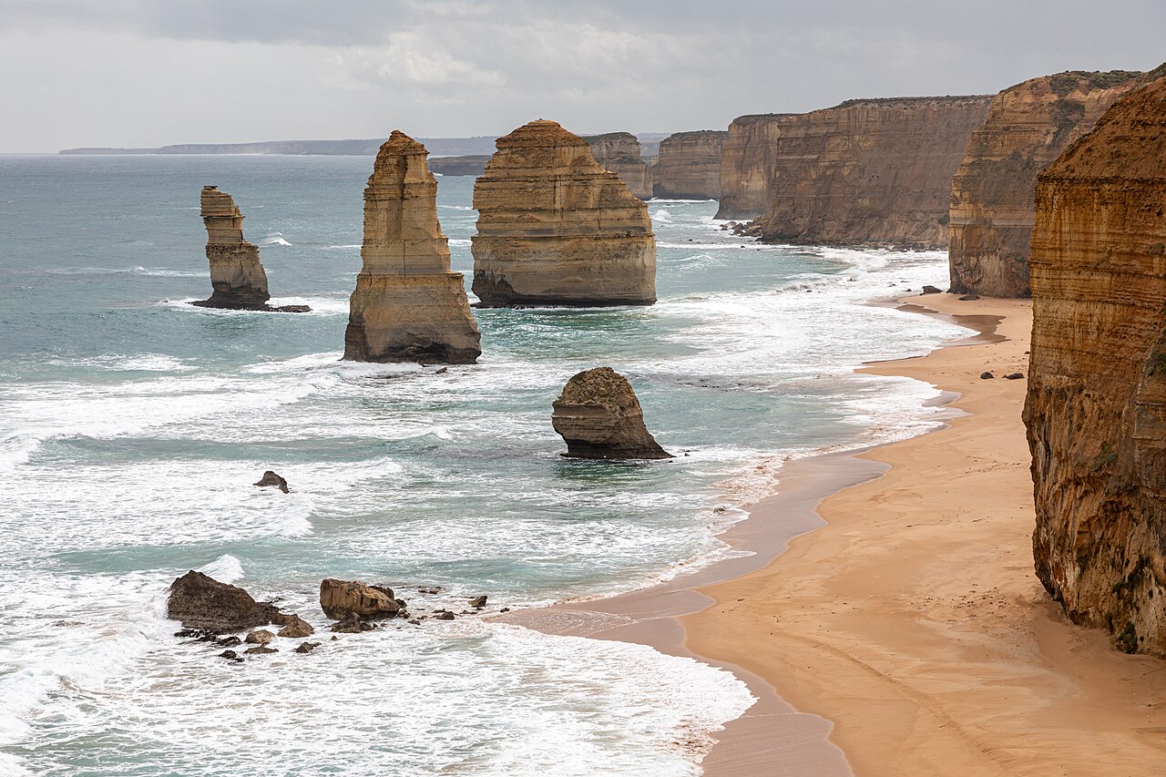 Limestone sea stacks and cliffs at the Twelve Apostles on Australia's Great Ocean Road