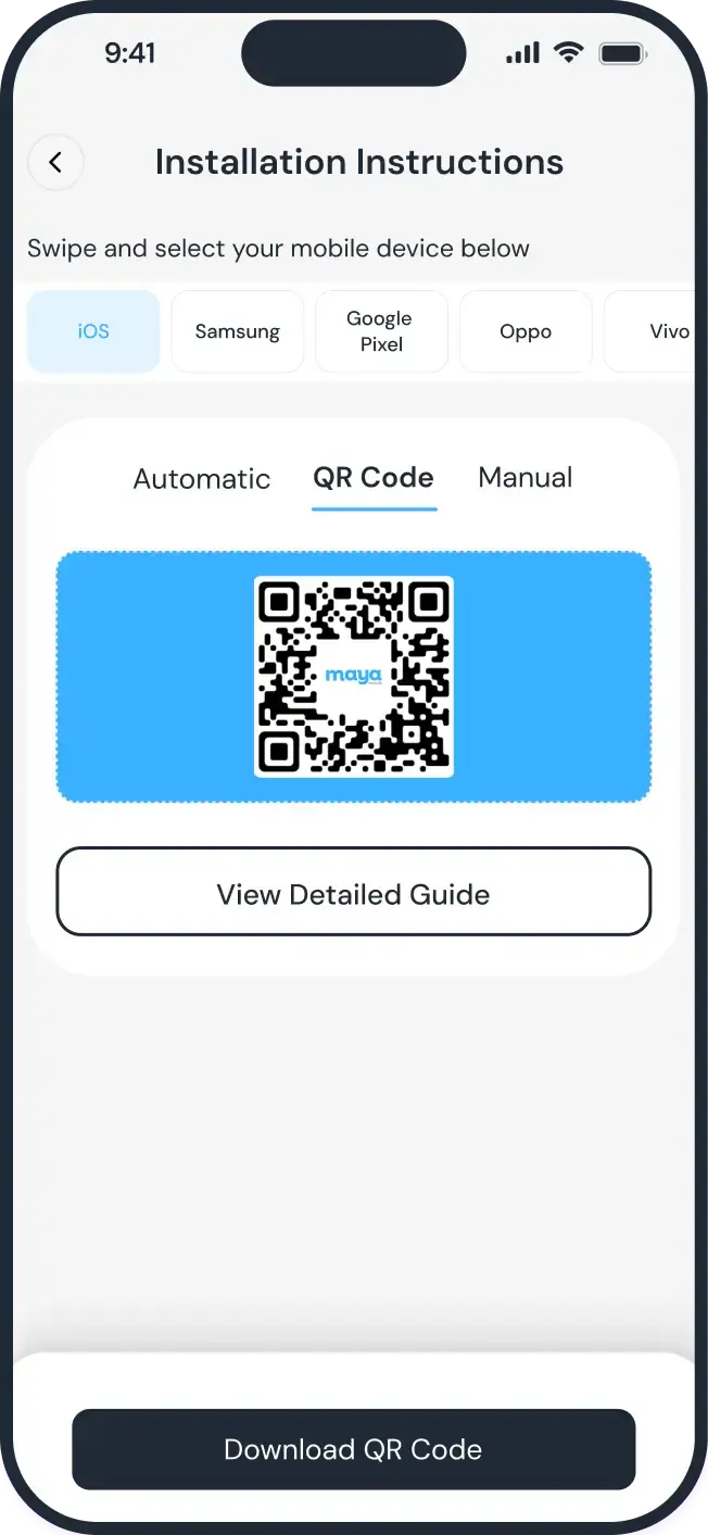 Maya公式のiPhone QRインストール説明