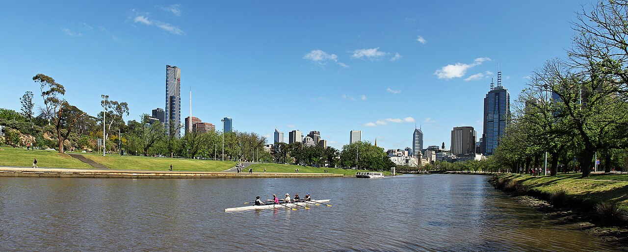 Yarra River and Melbourne skyline viewed from Alexandra Gardens