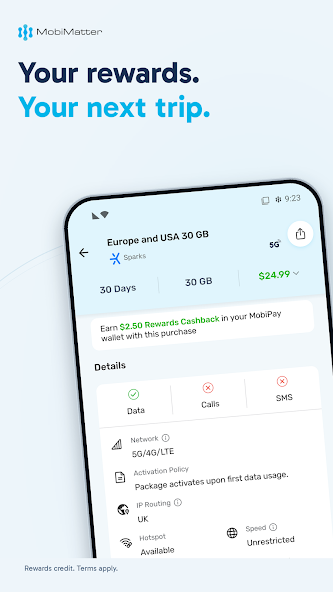 Visuel officiel de l’application avec détails du forfait et récompenses