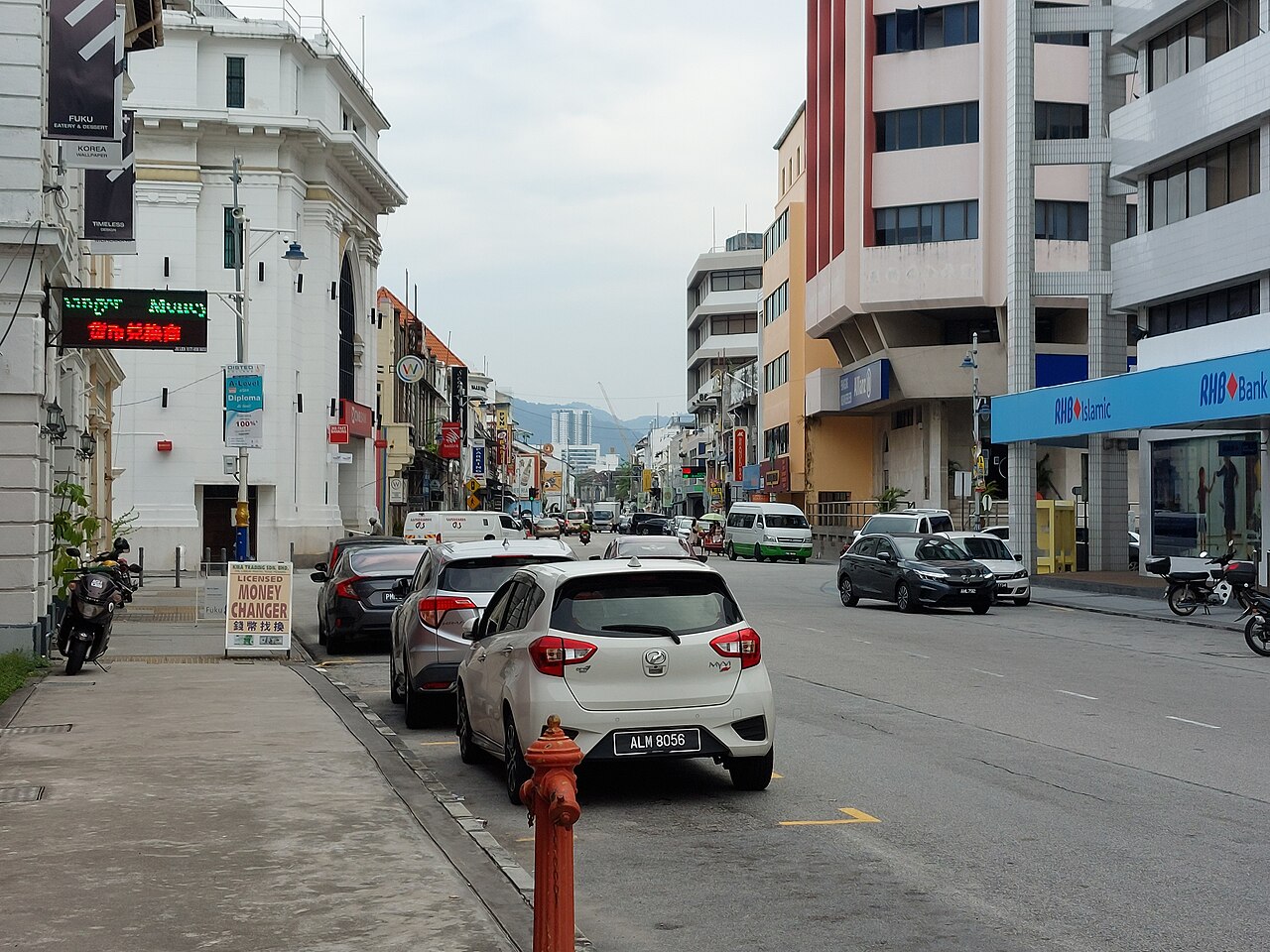 Beach Street in George Town, Penang, with historic façades and everyday traffic